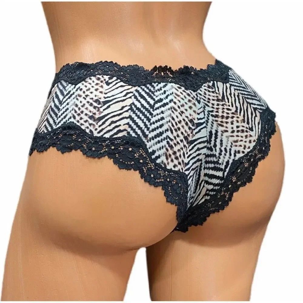 Victoria’s Secret Supersoft Satiny Lace trim cheeky panty Animal print Medium